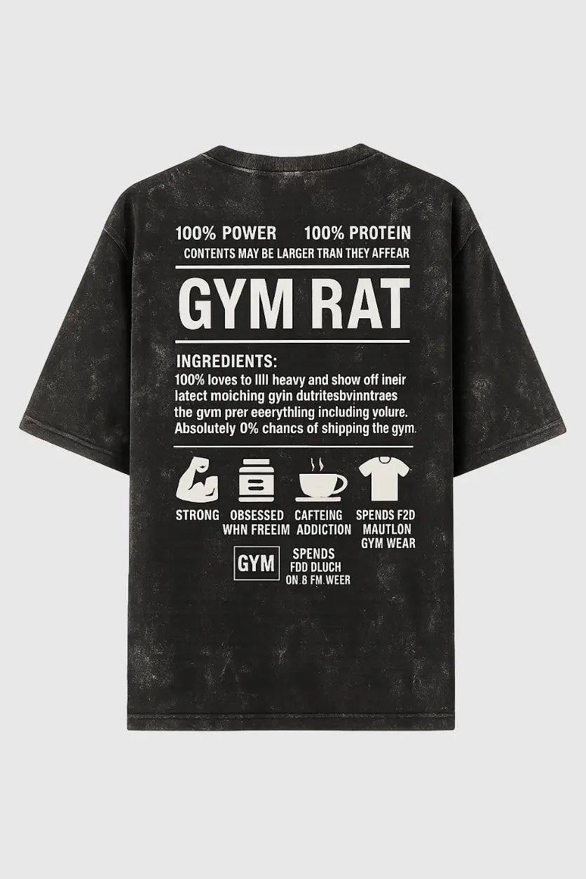 Gym Rat Edition Stronger Gains Tee Back Nutrition Label Print