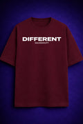 Different oversized t shirt front maroon minimal graphic streetwear Maxedoutt