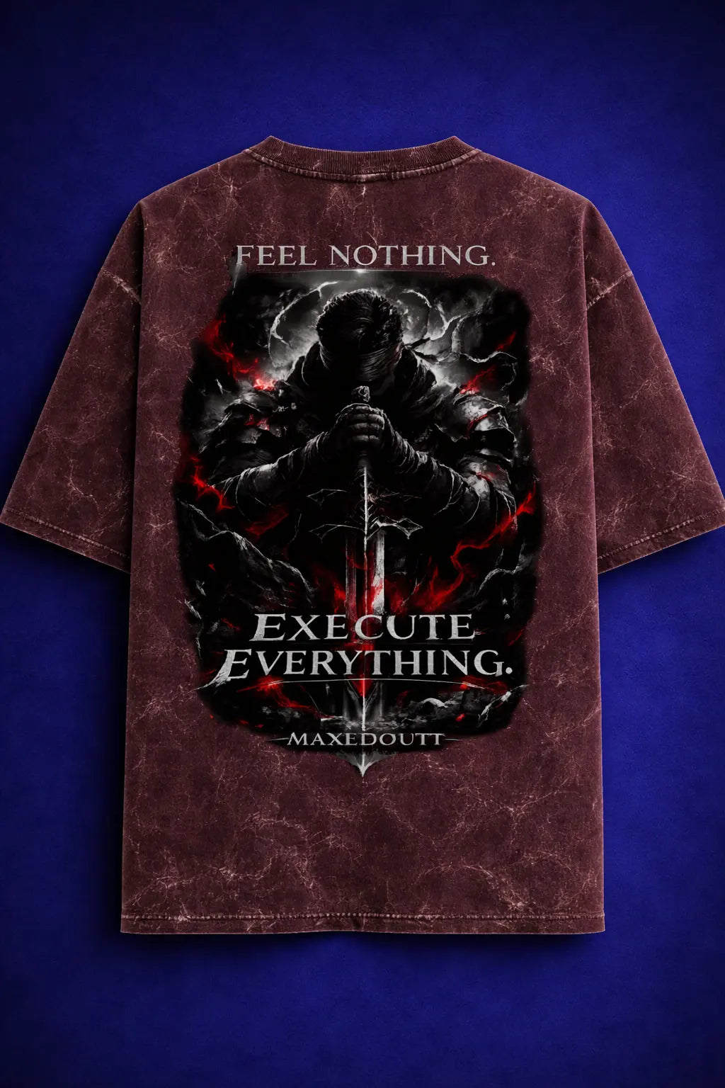 execute everything oversized t shirt back print acid wash streetwear design