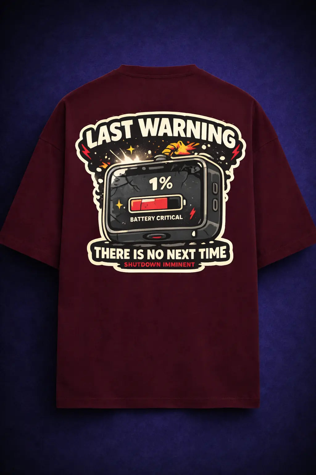 Last Warning T Shirt back graphic battery critical design oversized streetwear