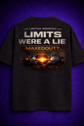 Limitless t shirt back with “Limits Were A Lie” graphic and glowing core design, premium Supima cotton streetwear t shirt by Maxedoutt
