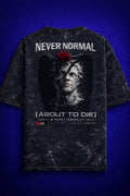 Black acid wash oversized t shirt with cracked statue graphic and “Reject Normality” design – Maxedoutt