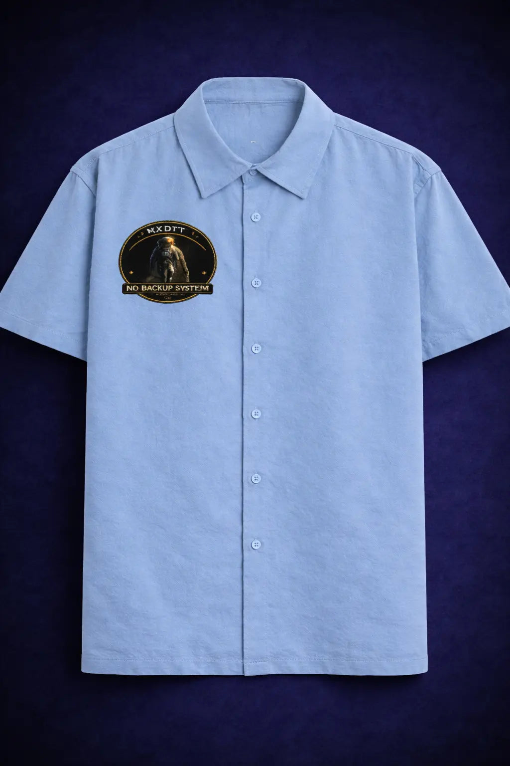 no backup system shirt front badge minimal streetwear