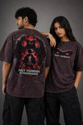 Not Human Acid Wash Oversized T Shirt – Dark Demon Graphic | Maxedoutt